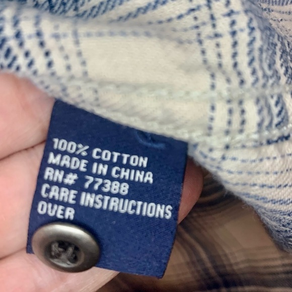 Madewell Shirt XS 100% Cotton Long-Sleeve Button-Up White Blue Plaid Comfy - Picture 9 of 16
